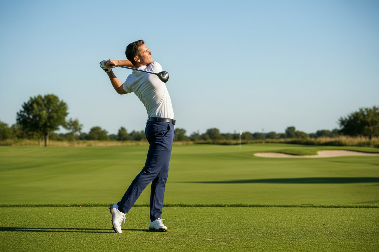 remove the flag and the green, the golfer is perfect